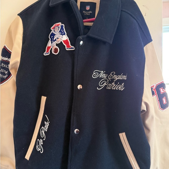Abercrombie & Fitch Black and Tan Varsity Bomber Jacket - Picture 1 of 7